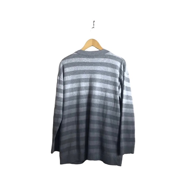 J Jill Small Cotton Oversized Gray Ombre Striped Button Front Cardigan Layering - Picture 2 of 6